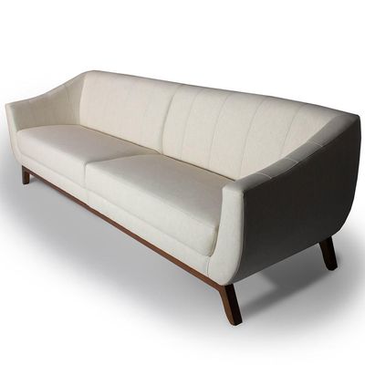 Sofá 3 Lugares Para Sala de Estar Atenas 230 cm D02 Linho Bege C-443 - Lyam Decor