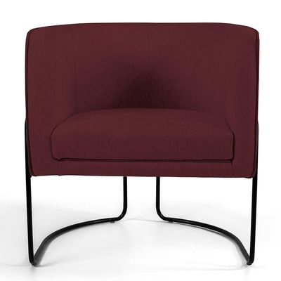 Poltrona Decorativa Fixa Base de Aço Preto Betina D02 Veludo Marsala C-278 - Lyam Decor