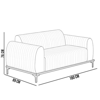 Sofá 3 Lugares Para Sala De Estar Molino 180 Cm D02 Pés D'ouro Veludo Mostarda C-260 - Lyam Decor