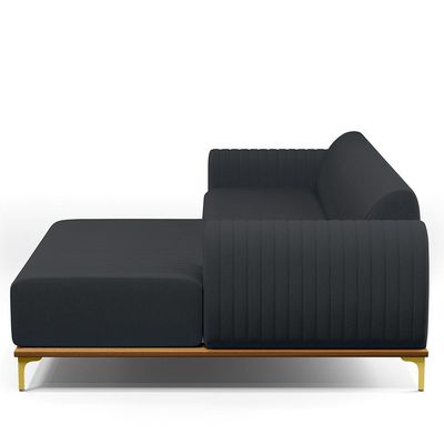 Sofá 5 Lugares com Chaise Direito Sala de Estar Molino 300cm D02 Linho Chumbo D-465 - Lyam Decor