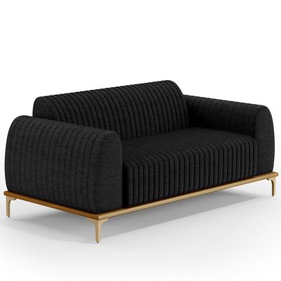Kit Sofá 2 Lugares Sala Estar 150cm E Poltrona Molino Pés D'ouro D02 Linho Chumbo D-465 - Lyam Decor