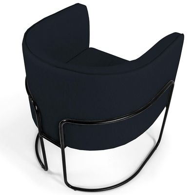 Poltrona Decorativa Fixa Base de Aço Preto Betina D02 Corano Preto C-05 - Lyam Decor