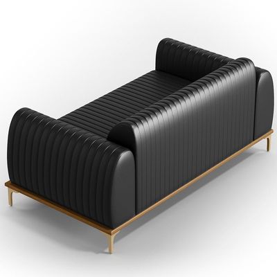 Kit Sofá 3 Lugares 180cm Com 2 Poltronas Molino Pés D'ouro D02 Couríssimo Preto B-159 - Lyam Decor