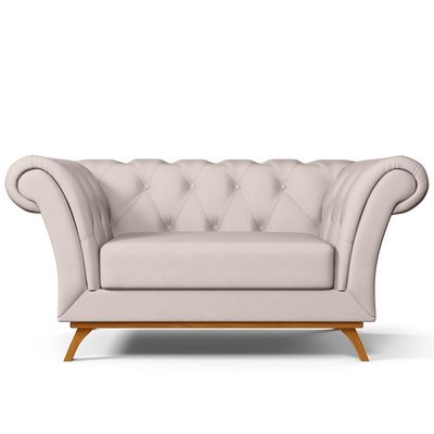 Sofá 2 Lugares Para Sala de Estar Império 150 cm D02 Veludo Bege C-309 - Lyam Decor