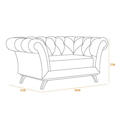 Sofá 2 Lugares Para Sala de Estar Império 150 cm D02 Veludo Bege C-309 - Lyam Decor