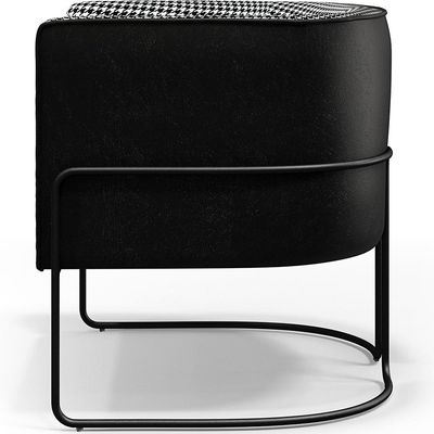 Poltrona Decorativa Fixa Base Aço Preto Betina D02 Pied Poule Corano Preto - Lyam Decor