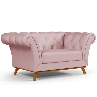 Sofá 2 Lugares Para Sala de Estar Império 150 cm D02 Veludo Rosê C-305 - Lyam Decor