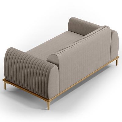 Kit Sofá 3 Lugares 180cm Com 2 Poltronas Molino Pés D'ouro D02 Linho Bege C-107 - Lyam Decor