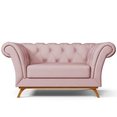 Sofá 2 Lugares Para Sala de Estar Império 150 cm D02 Veludo Rosê C-305 - Lyam Decor