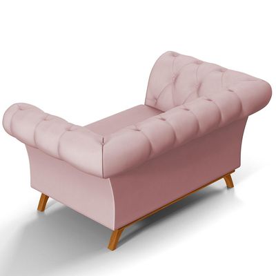 Sofá 2 Lugares Para Sala de Estar Império 150 cm D02 Veludo Rosê C-305 - Lyam Decor