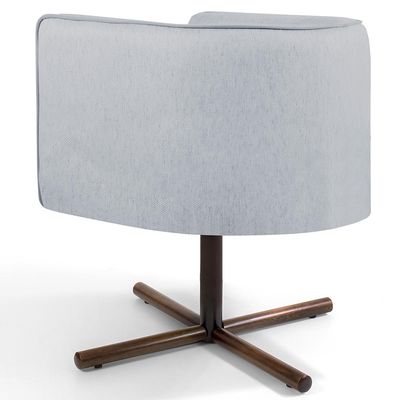 Kit 02 Poltronas Decorativas Giratória Base X Betina D02 Linho Cinza D-315 - Lyam Decor