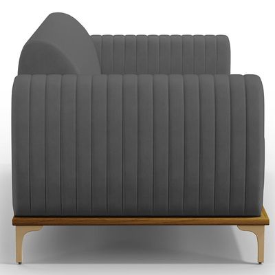 Sofá 3 Lugares Para Sala De Estar Molino 210 Cm D02 Pés D'ouro Veludo Cinza C-317 - Lyam Decor