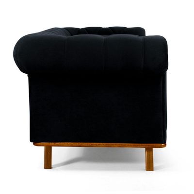 Sofá 4 Lugares Para Sala de Estar Império 280 cm D02 Veludo Preto C-300 - Lyam Decor