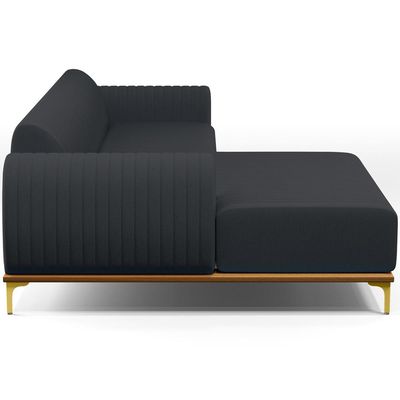 Sofá 4 Lugares com Chaise Esquerdo Sala de Estar Molino 265cm D02 Linho Chumbo D-465 - Lyam Decor