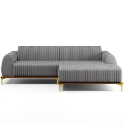 Sofá 4 Lugares com Chaise Direito Sala Estar Molino 265cm D02 Linho Cinza Escuro C-416 - Lyam Decor
