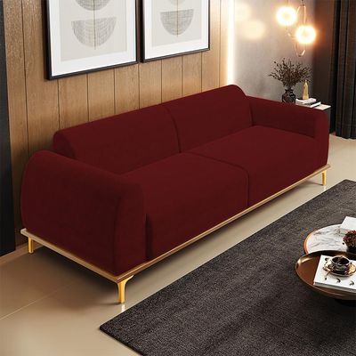 Sofá 03 Lugares Para Sala de Estar Kiev 210 cm D02 Veludo Marsala C-278 - Lyam Decor