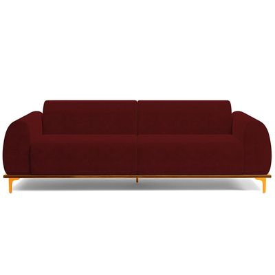 Sofá 03 Lugares Para Sala de Estar Kiev 210 cm D02 Veludo Marsala C-278 - Lyam Decor