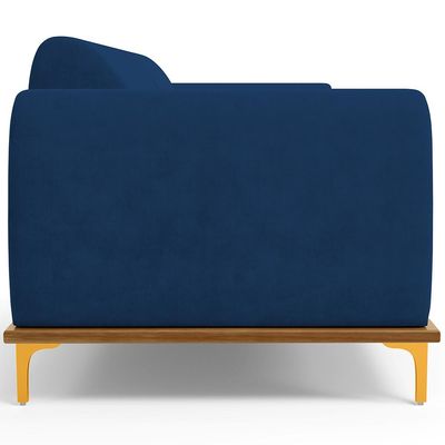 Sofá 03 Lugares Para Sala de Estar Kiev 210 cm D02 Veludo Azul Marinho C-304 - Lyam Decor