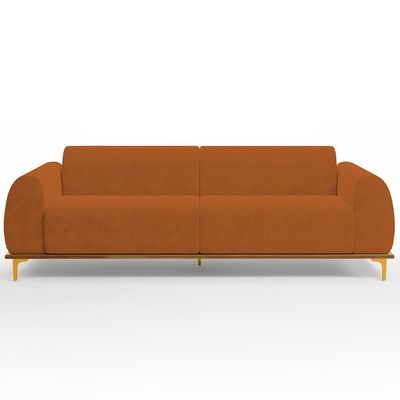 Sofá 04 Lugares Para Sala de Estar Kiev 260 cm D02 Veludo Telha C-262 - Lyam Decor