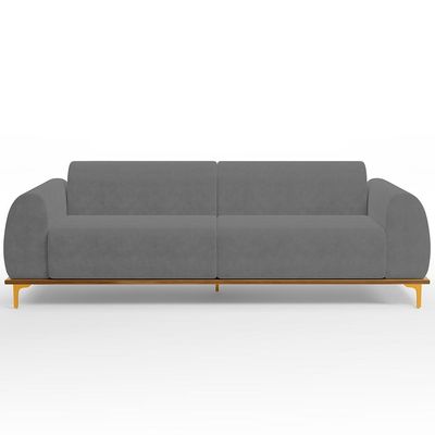 Sofá 03 Lugares Para Sala de Estar Kiev 210 cm D02 Veludo Cinza C-317 - Lyam Decor