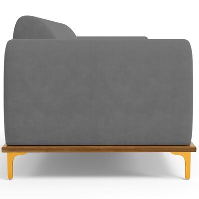 Sofá 03 Lugares Para Sala de Estar Kiev 210 cm D02 Veludo Cinza C-317 - Lyam Decor