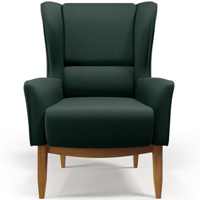 Kit Poltrona Decorativa Milena D02 com Puff Viseo Linho Verde C-117 - Lyam Decor