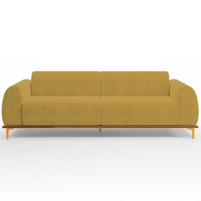 Sofá 03 Lugares Para Sala de Estar Kiev 210 cm D02 Veludo Mostarda C-260 - Lyam Decor