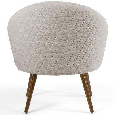 Poltrona Decorativa Fixa Pés Palito Rafa D02 Tressê Linho Bege C-107 - Lyam Decor