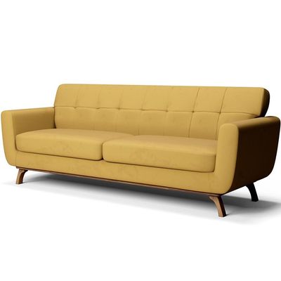 Sofá 3 Lugares Sala de Estar Miami 210 cm D02 Veludo Mostarda C-279 - Lyam Decor
