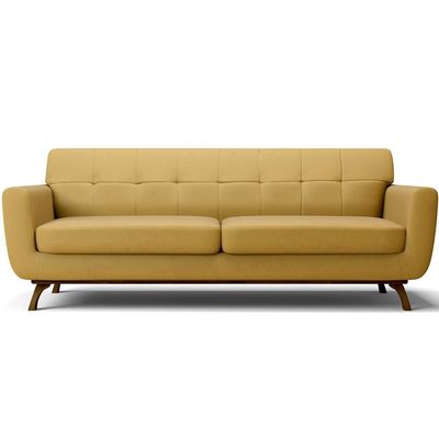 Sofá 3 Lugares Sala de Estar Miami 210 cm D02 Veludo Mostarda C-279 - Lyam Decor