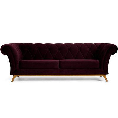 Sofá 4 Lugares Para Sala de Estar Império 260 cm D02 Veludo Roxo Grape C-292 - Lyam Decor