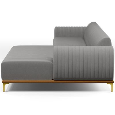Sofá 4 Lugares com Chaise Direito Sala Estar Molino 255cm D02 Linho Cinza Escuro C-416 - Lyam Decor