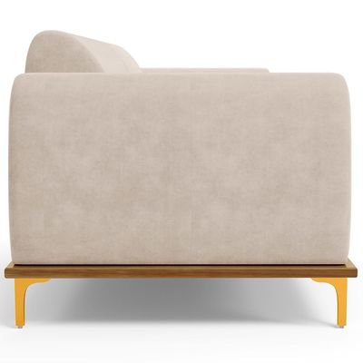 Sofá 03 Lugares Para Sala de Estar Kiev 210 cm D02 Veludo Bege C-309 - Lyam Decor