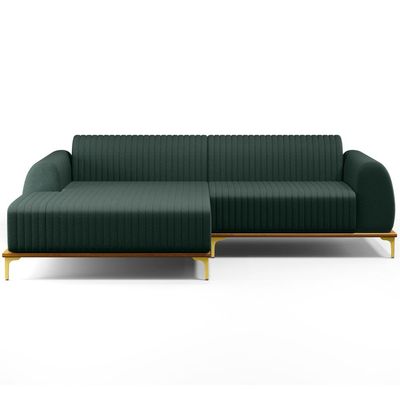 Sofá 4 Lugares com Chaise Esquerdo Sala Estar Molino 265cm D02 Linho Verde Musgo C-117 - Lyam Decor