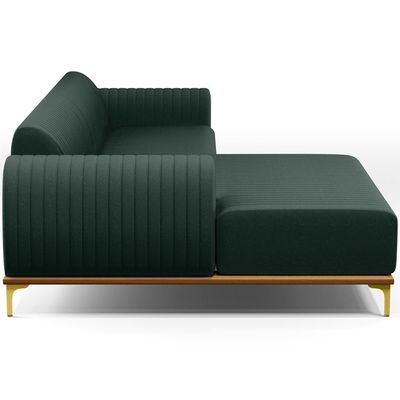 Sofá 4 Lugares com Chaise Esquerdo Sala Estar Molino 265cm D02 Linho Verde Musgo C-117 - Lyam Decor