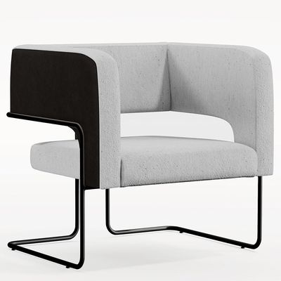 Kit 02 Poltronas Scarlett D02 Base Aço Preto Corano Preto C-05 Linho Cinza D-315 - Lyam Decor