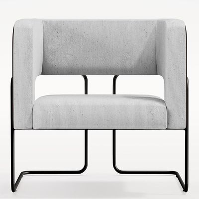 Kit 02 Poltronas Scarlett D02 Base Aço Preto Corano Preto C-05 Linho Cinza D-315 - Lyam Decor
