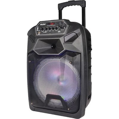 Caixa Acústica Bluetooth 300WRMS Vicini VC7302 com Microfone Preta