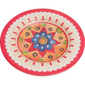 Prato-de-Melamina-Sobremesa-22-3cm-Mandala-Vermelho-1568981