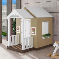 Casinha De Brinquedo Artesanal Com Varanda Mdf Branco/bege L12 - Criança Feliz