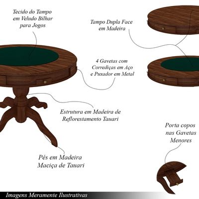 Conjunto Mesa de Jogos Carteado Bellagio Tampo Reversível Verde e 4 Cadeiras Madeira Poker Base Estrela Linho OffWhite/Imbuia G42 - Gran Belo