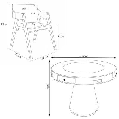 Conjunto Mesa de Jogos Carteado Bellagio Tampo Reversível Verde e 4 Cadeiras Madeira Poker Base Cone Linho OffWhite/Imbuia G42 - Gran Belo