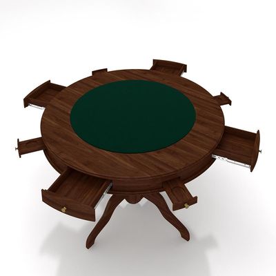 Conjunto Mesa de Jogos Carteado Bellagio Tampo Reversível Verde e 4 Cadeiras Madeira Poker Base Estrela Linho OffWhite/Imbuia G42 - Gran Belo