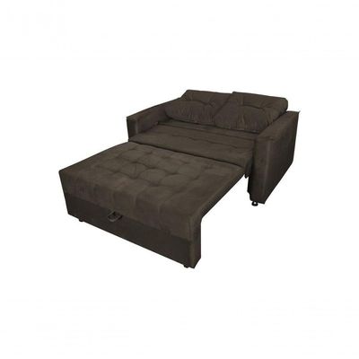Sofá Cama Casal Reclinável Drika - Veludo Marrom Escuro