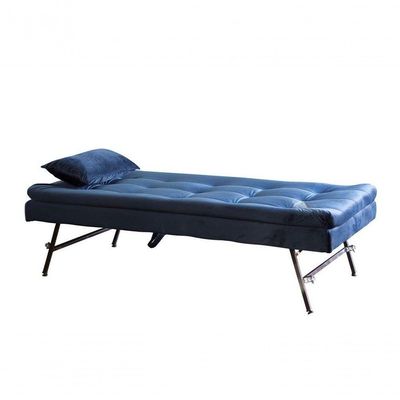 Sofá Cama Com Cama Auxiliar Madalena - Veludo Azul Marinho