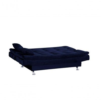 Sofá Cama Casal Reclinável Salomé - Veludo Azul Marinho