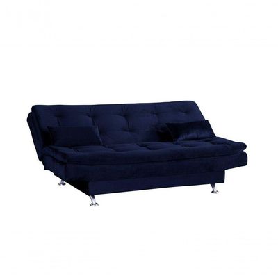 Sofá Cama Casal Reclinável Salomé - Veludo Azul Marinho