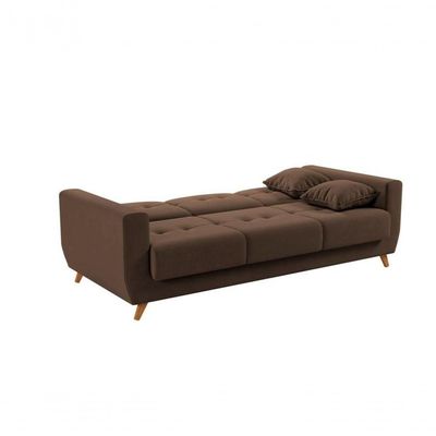 Sofá Cama Casal Com Baú Pamela - Veludo Turkey Chocolate