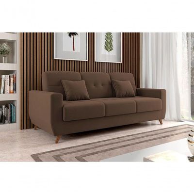 Sofá Cama Casal Com Baú Pamela - Veludo Turkey Chocolate