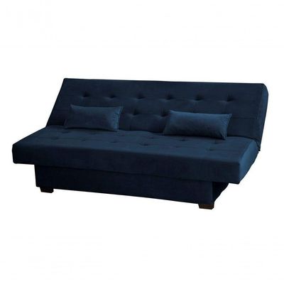 Sofá Cama Casal 3 Lugares Laila - Veludo Azul Marinho